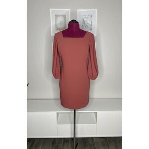 Amanda Uprichard Mini Dress Women's Small Square Neck Globe Sleeve Maroon